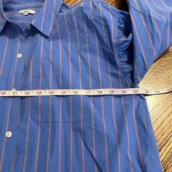 Rails | Blue Button Down Puff Sleeve Janae in Lima Stripe Sz M - Picture 12 of 12